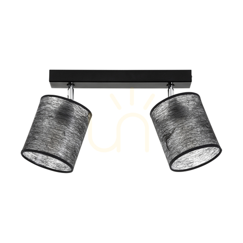 Verifica Lampa de tavan Nevoa, 2xE27, Max. 25 W, metal negru-cromat/abat-jour negru, 52 cm
