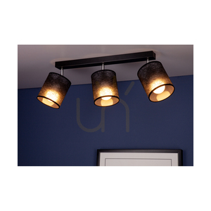 Lampa de tavan Nevoa, 3xE27, Max. 25 W, metal negru-cromat/abat-jour negru, 67 cm small 3