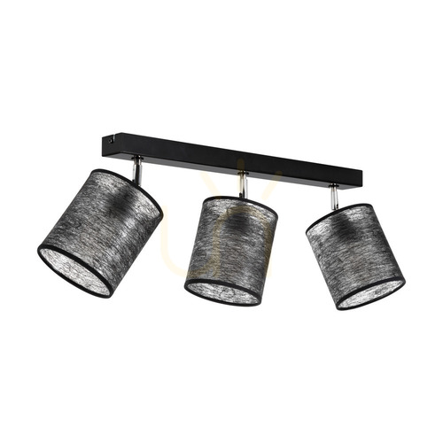 Verifica Lampa de tavan Nevoa, 3xE27, Max. 25 W, metal negru-cromat/abat-jour negru, 67 cm