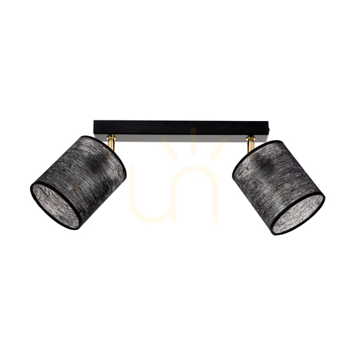 Verifica Lampa de tavan Nevoa, 2xE27, Max. 25 W, metal negru-auriu/abat-jour negru, 52 cm