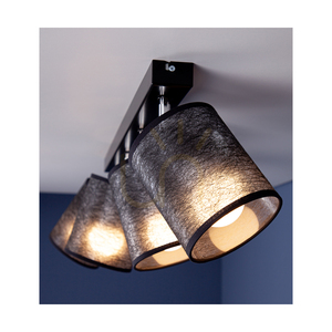 Lampa de tavan Nevoa, 4xE27, Max. 25 W, metal negru-cromat/abat-jour negru, 90 cm small 3