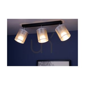 Lampa de tavan Nevoa, 3xE27, Max. 25 W, metal negru-cromat/argintiu, abajur de 67 cm small 5