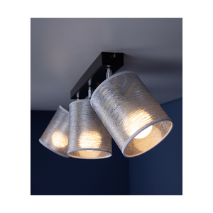 Lampa de tavan Nevoa, 3xE27, Max. 25 W, metal negru-cromat/argintiu, abajur de 67 cm small 6