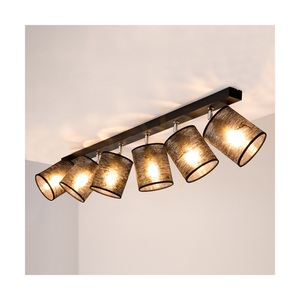 Lampa de tavan Nevoa, 6xE27, Max. 25 W, metal negru-cromat/abat-jour negru, 127 cm small 3