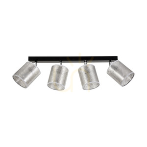 Lampa de tavan Nevoa, 4xE27, Max. 25 W, metal negru-cromat/argintiu, abajur de 90 cm small 0