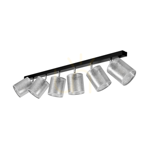 Lampa de tavan Nevoa, 6xE27, Max. 25 W, metal negru-cromat/argintiu, abajur de 127 cm small 2