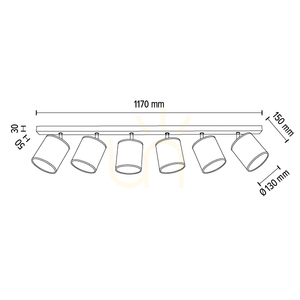 Lampa de tavan Nevoa, 6xE27, Max. 25 W, metal negru-cromat/argintiu, abajur de 127 cm small 3