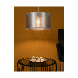 Lampa suspendată Nevoa, 1xE27, Max. 60 W, metal negru/cablu din PVC transparent/abat-jour argintiu, Ø 40 cm small 4