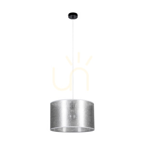Lampa suspendată Nevoa, 1xE27, Max. 60 W, metal negru/cablu din PVC transparent/abat-jour argintiu, Ø 40 cm small 0