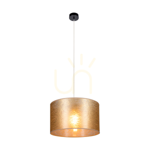 Lampa suspendată Nevoa, 1xE27, Max. 60 W, metal negru/cablu din PVC transparent/abat-jour auriu, Ø 40 cm small 1