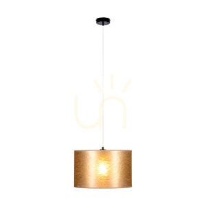 Lampa suspendată Nevoa, 1xE27, Max. 60 W, metal negru/cablu din PVC transparent/abat-jour auriu, Ø 40 cm small 2