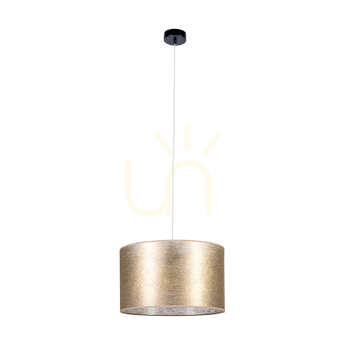Verifica Lampa suspendată Nevoa, 1xE27, Max. 60 W, metal negru/cablu din PVC transparent/abat-jour auriu, Ø 40 cm