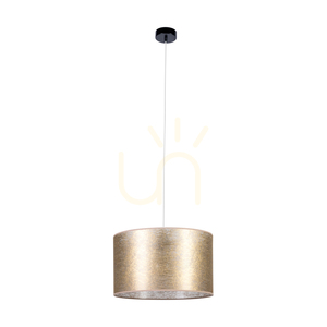 Lampa suspendată Nevoa, 1xE27, Max. 60 W, metal negru/cablu din PVC transparent/abat-jour auriu, Ø 40 cm small 0