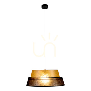 Lampa suspendată Nevoa, 1xE27, Max. 60 W, metal negru / cablu din PVC transparent / abajur negru și auriu, Ø 50 cm small 2