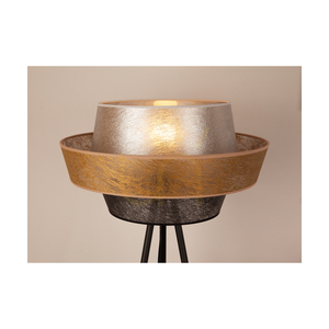 Lampa de podea Nevoa 1xE27 Max. 40 W, metal negru / cablu din PVC negru / abajur negru-auriu-argintiu, Ø 55 cm small 2