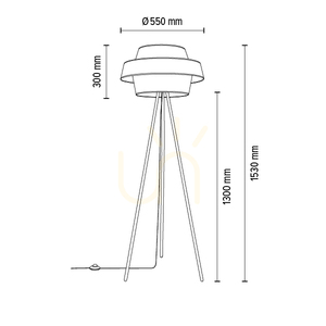Lampa de podea Nevoa 1xE27 Max. 40 W, metal negru / cablu din PVC negru / abajur negru-auriu-argintiu, Ø 55 cm small 3