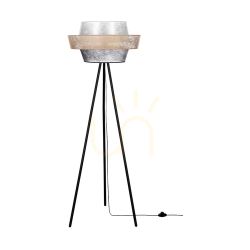 Verifica Lampa de podea Nevoa 1xE27 Max. 40 W, metal negru / cablu din PVC negru / abajur negru-auriu-argintiu, Ø 55 cm