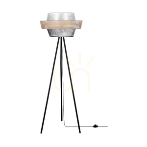 Lampa de podea Nevoa 1xE27 Max. 40 W, metal negru / cablu din PVC negru / abajur negru-auriu-argintiu, Ø 55 cm small 0