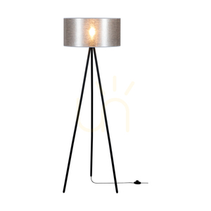 Lampa de podea Nevoa 1xE27 Max. 40 W, metal negru / cablu din PVC negru / abajur argintiu, Ø 50 cm small 1