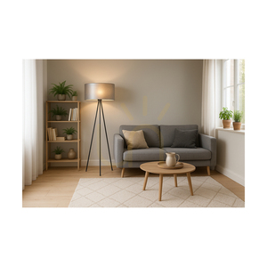 Lampa de podea Nevoa 1xE27 Max. 40 W, metal negru / cablu din PVC negru / abajur argintiu, Ø 50 cm small 3