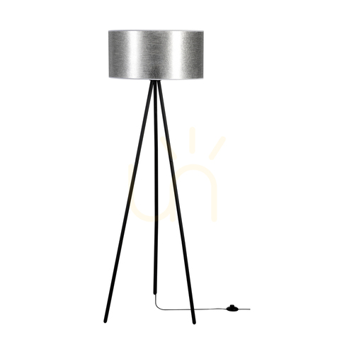 Verifica Lampa de podea Nevoa 1xE27 Max. 40 W, metal negru / cablu din PVC negru / abajur argintiu, Ø 50 cm