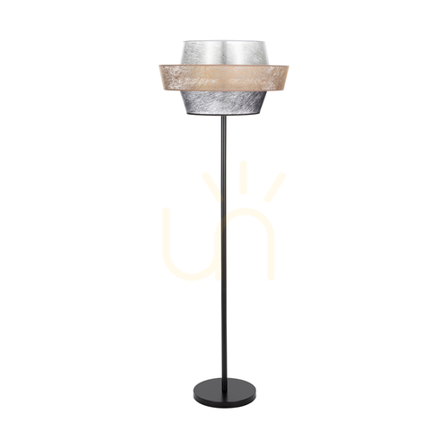 Verifica Lampa de podea Nevoa 1xE27 Max. 40 W, metal negru / cablu din PVC negru / abajur negru-auriu-argintiu, Ø 55 cm