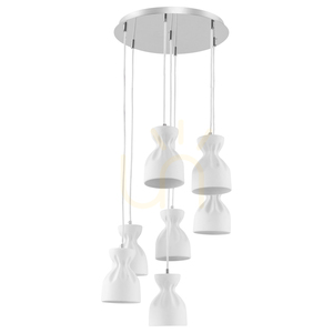 Lampa suspendată Noelle, 7xE14, Max. 40 W, metal cromat/abajururi din ceramică albă, Ø 38 cm small 0