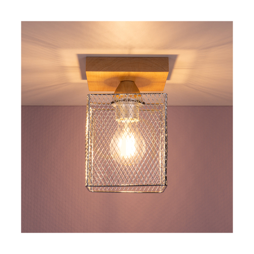 Verifica Plafonieră Spot Light Norman Wood 8175160, mesteacăn și crom, 1×E27