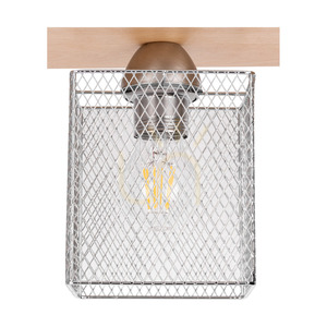 Lampa de tavan Norman Wood, 1xE27, Max. 25 W, abajur din lemn de mesteacăn și metal cromat, 13,5 cm small 3
