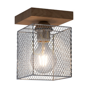 Lampa de tavan Norman Wood, 1xE27, Max. 25 W, stejar uleiat/abat-jour din metal cromat, 13,5 cm small 1