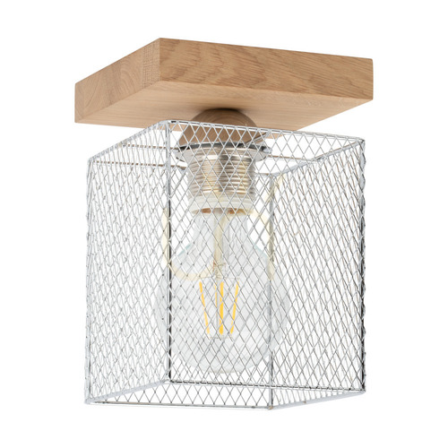 Verifica Lampa de tavan Norman Wood, 1xE27, Max. 25 W, stejar uleiat/abat-jour din metal cromat, 13,5 cm