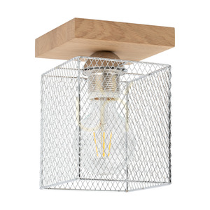 Lampa de tavan Norman Wood, 1xE27, Max. 25 W, stejar uleiat/abat-jour din metal cromat, 13,5 cm small 0