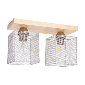 Lampa de tavan Norman Wood, 2xE27, Max. 25 W, abajur din lemn de mesteacăn și metal cromat, 35 cm small 0