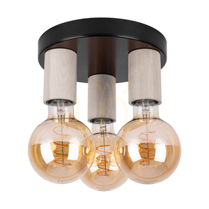Lampa de tavan Notri, 3xE27, Max. LED de 15 W, stejar decolorat/metal negru, Ø 20 cm small 0