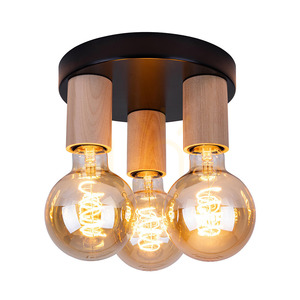 Lampa de tavan Notri, 3xE27, Max. LED de 15 W, mesteacăn/metal negru, Ø 20 cm small 1