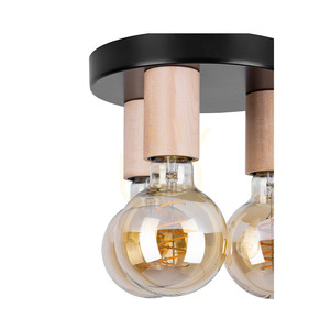 Lampa de tavan Notri, 3xE27, Max. LED de 15 W, mesteacăn/metal negru, Ø 20 cm small 2