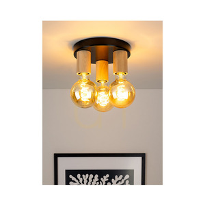 Lampa de tavan Notri, 3xE27, Max. LED de 15 W, mesteacăn/metal negru, Ø 20 cm small 3