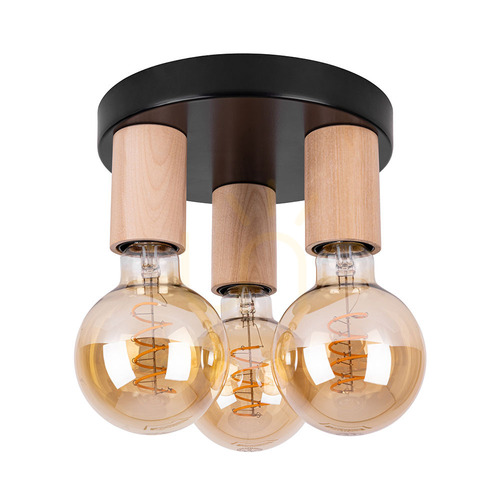 Verifica Lampa de tavan Notri, 3xE27, Max. LED de 15 W, mesteacăn/metal negru, Ø 20 cm