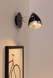 Aplică de perete Oliver, include 1 bec LED GU10 (Max.. 6 W), metal negru/cromat, 21 cm small 2