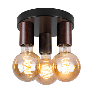 Lampa de tavan Notri, 3xE27, Max. LED de 15 W, pin vopsit (nuc)/metal negru, Ø 20 cm small 1