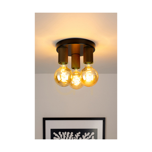 Lampa de tavan Notri, 3xE27, Max. LED de 15 W, pin vopsit (nuc)/metal negru, Ø 20 cm small 2