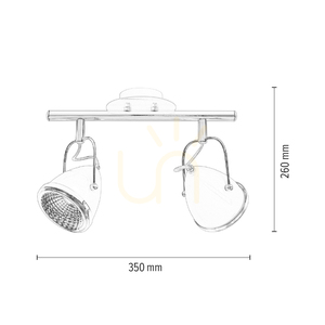 Lampa de tavan Oliver, include 2 LED-uri GU10, maxim. 5,5 W, metal alb/cromat, 35 cm small 4