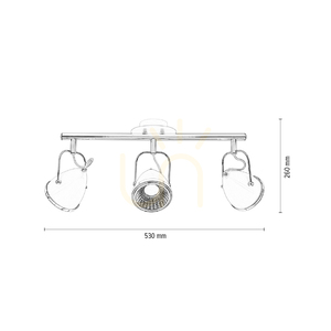 Lampa de tavan Oliver, include 3 becuri LED GU10, Max. 6 W, metal alb/cromat, 53 cm small 4