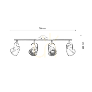 Lampa de tavan Oliver Incl. 4xGU10 LED, maxim. 6 W, metal negru/cromat, 76 cm small 4