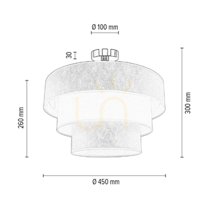Lampa de tavan Ora, 1xE27, Max. 40 W, metal negru/abat-jour auriu-crem, Ø 45 cm small 3