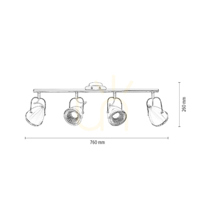 Lampa de tavan Oliver, include 4 LED-uri GU10 (Max.. 6 W), satinat/cromat, 76 cm small 4