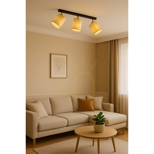 Lampa de tavan Ora, 3xE27, Max. 25 W, metal negru-auriu/abat-aj auriu, 52 cm small 2
