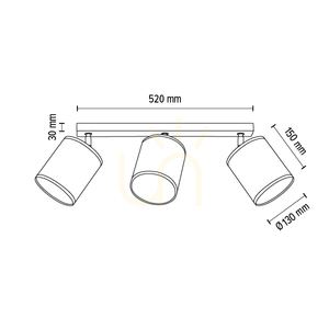 Lampa de tavan Ora, 3xE27, Max. 25 W, metal negru-auriu/abat-aj auriu, 52 cm small 3