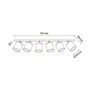 Lampa de tavan Ora, 6xE27, Max. 25 W, metal negru-auriu/abat-jour auriu, 127 cm small 3