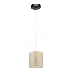 Lampa suspendată Ora, 1xE27, Max. 25 W, metal negru/cablu din PVC transparent/abat-jour auriu, Ø 15 cm small 0